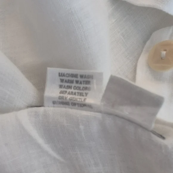 Flax By Jeanne Englehart White Sleeveless Button-Down Shirt 100% Linen - Picture 5 of 6